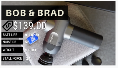 Bob & Brad massage gun specs options price noise level weight stall force